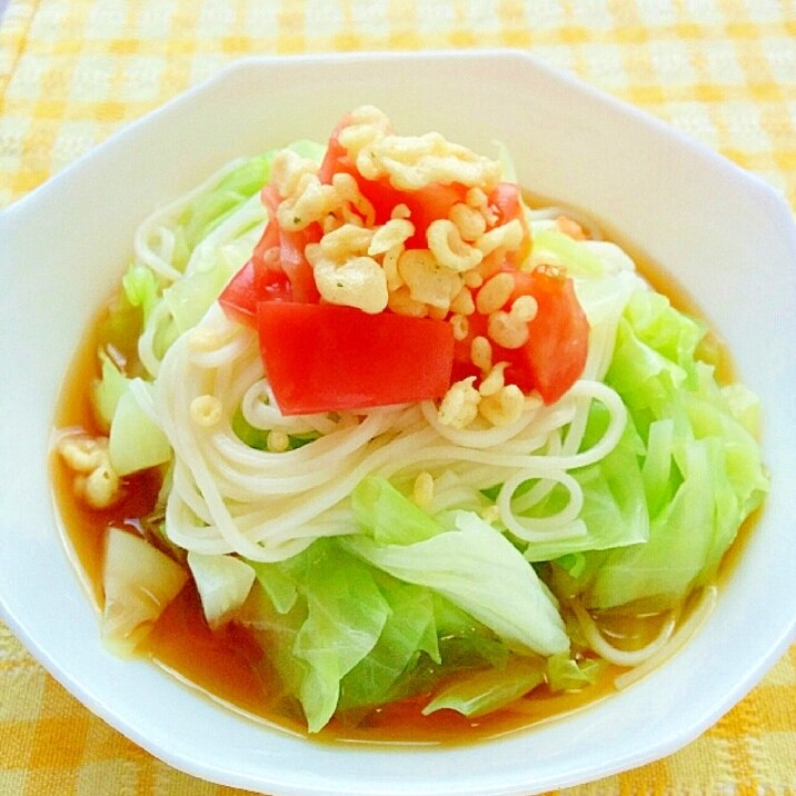 ゴマ油風味⭐たっぷりキャベツのサラダそうめん